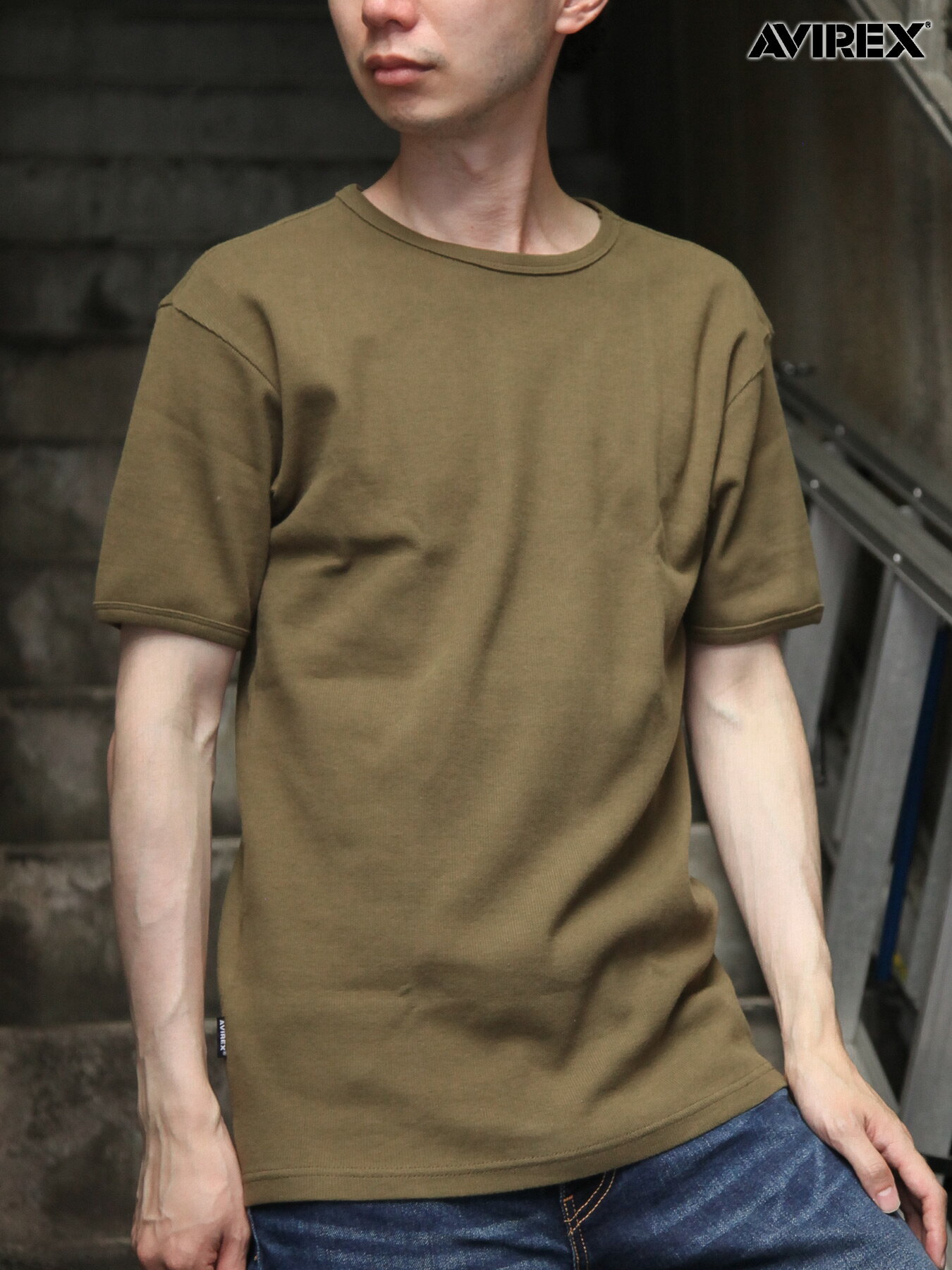 【AVIREX】DAILY CREW NECK T-SHIRT ◇ ｜ Tシャツ 半袖 丸首 テレコ インナー クルーネック 無地 通販 メンズ レディース ユニセックス オールシーズン 白 ホワイト 黒 ブラック グレー 緑 カーキ オリーブ 紺 ネイビー XS S M L XL LL 2L タイト 細め シンプル 流儀圧搾