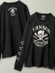 【VANSON】“ サンクチュアリ -聖域- 猿桜 モデル” 刺繍入り ロンT ｜ Tシャツ 長袖 長T 通販 秋 秋服 オールシーズン メンズ レディース ユニセックス 黒 ブラック M L XL LL 2L XXL 3L 大きいサイズ 人気 ヴァンソン バイカー ブランド 流儀圧搾 METHOD