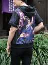 ◆Fashion THE SALE◆【抜刀娘 -美麗-】“穂乃花”昇華転写プリント 半袖 ZIP パーカー| ティーシャツ 半袖 花魁 着物 通販 メンズ レディース ユニセックス 春 春服 夏 夏服 白 ホワイト 黒 ブラック M L XL LL XXL 3L 刺繍Tシャツ 人気 ミリタリー ブランド 流儀圧搾