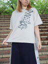◆Fashion THE SALE◆【雅結】 桜 流水 プリント BIG シルエット Tシャツ | 和柄 半袖 長袖 Tシャツ 通販 レディース 女性 男女兼用 春 春服 夏 夏服 グレー チャコール 水色 M L 大きめ ゆったり おすすめ おしゃれ シンプル かわいい ブランド 流儀圧搾 METHOD