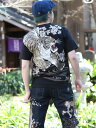 ◆Fashion THE SALE◆【絡繰魂・粋】 信長の銀燭虎 総刺繍 Tシャツ| 和柄 ティーシャツ 半袖 通販 メンズ レディース ユニセックス 春 春服 夏 夏服 オールシーズン 白 ホワイト 黒 ブラック M L XL LL 2L XXL 3L 人気 からくり ブランド 流儀圧搾 METHOD 虎 竹虎