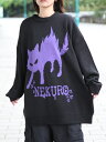 【NEKURO】“威嚇スルNEKURO”クルーネック ニット | バブズ ネクロ セーター もこもこ ふわふわ 冬 冬服 レディース ユニセックス メンズ 黒 ブラック 青 ブルー M L オーバーサイズ 大きめ ねこ 猫 流儀圧搾 METHOD