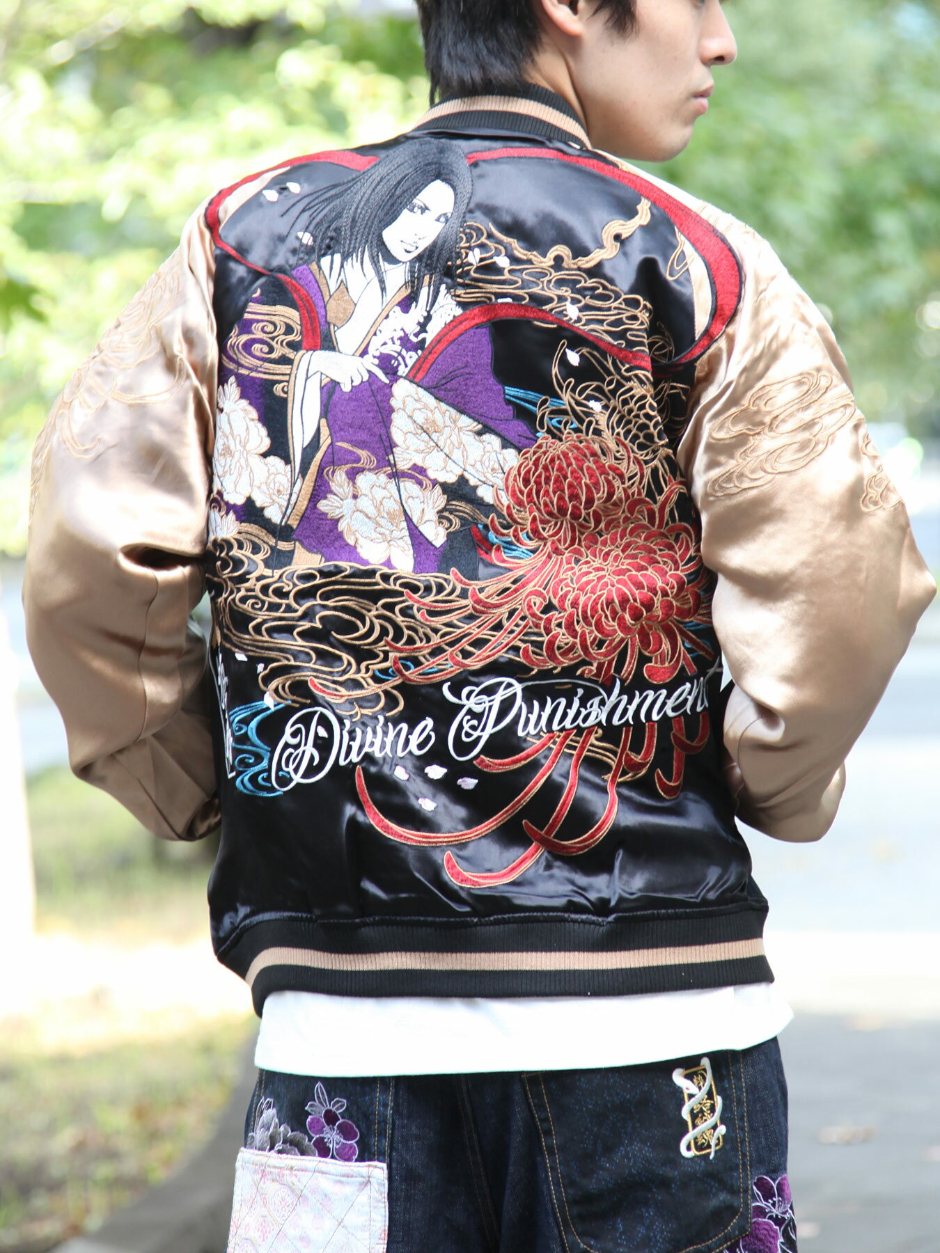 ✨極美品✨ 抜刀娘リバーシブルスカジャン 葵 牡丹 2XL 黒 楽天市場】抜刀娘 スカジャン 葵の通販