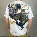 【絡繰魂・粋×ジョジョの奇妙な冒険】空条承太郎 Tee| 和柄 JOJO 半袖 Tシャツ メンズ ユニセックス 通販 夏 夏服 白 ホワイト 黒 ブラック M L XL LL 2L XXL 3L 大きいサイズ ブランド 流儀圧搾 METHOD
