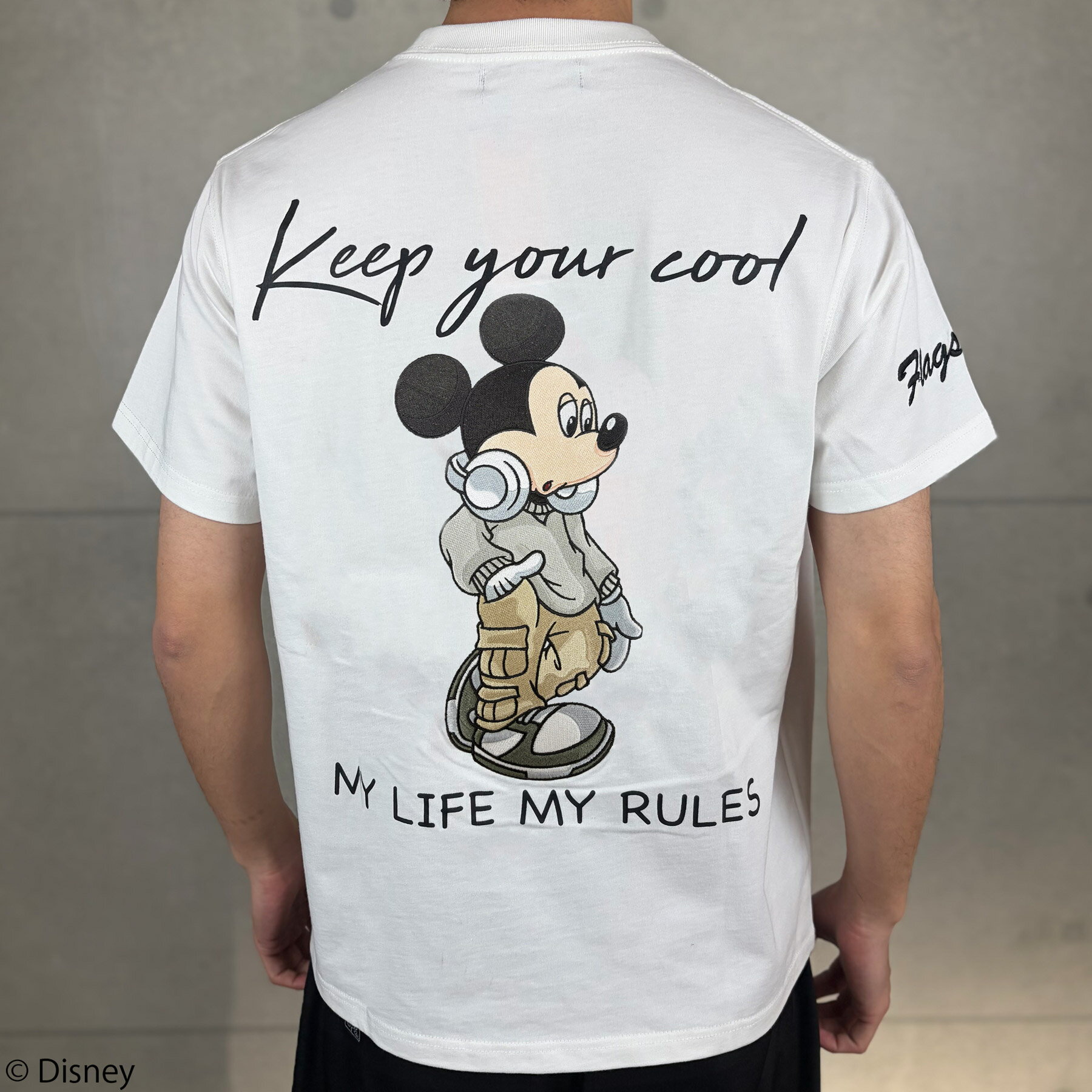 MICKEY MOUSE TEE｜半袖 半T フラッグスタッフ DISNEY 通販 メンズ レディース 大きいサイズ ゆったり カジュアル M L XL LL 2L 3L XXL 春 夏 春服 夏服 白 ホワイト 黒 ブラック かわいい