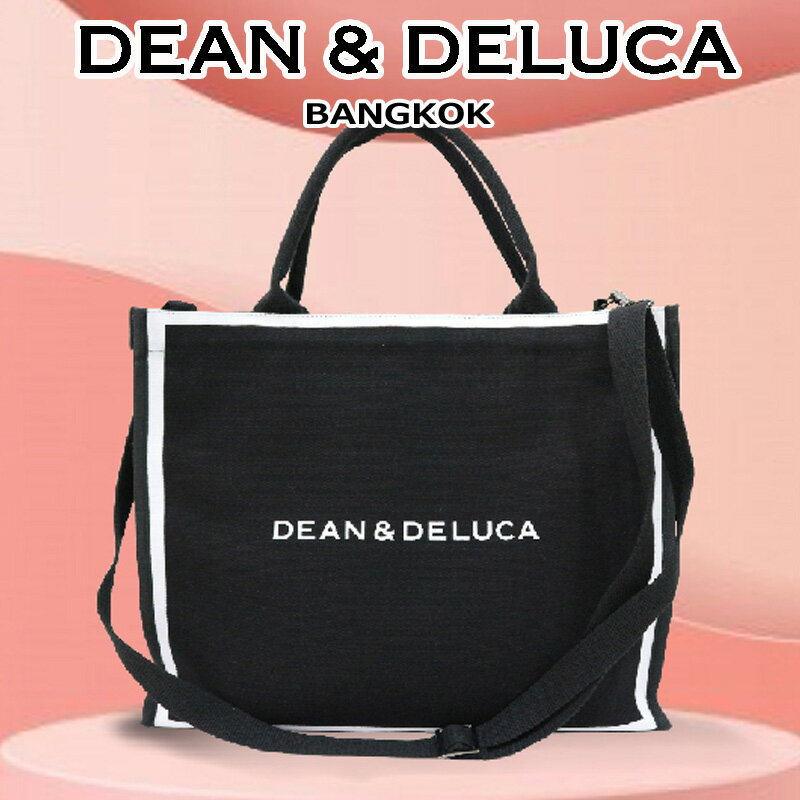 【海外限定】ディーンアンドデルーカ SQ スクエア ショルダー トート DEAN & DELUCA BANGKOK 限定 バンコク 新作 バッグ ファスナー ブラック 斜めがけ 通勤 通学 メンズ レディース A4