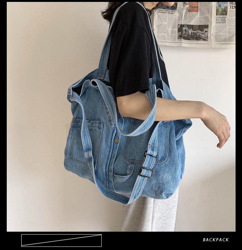 デニムバッグ デニムトートバッグ レディースバッグ 2wayショルダーバッグ 通勤 通学 バッグ 男女兼用 お出かけ 旅行バッグ csshopping-10000196 C.S.Shopping サンプル画像3