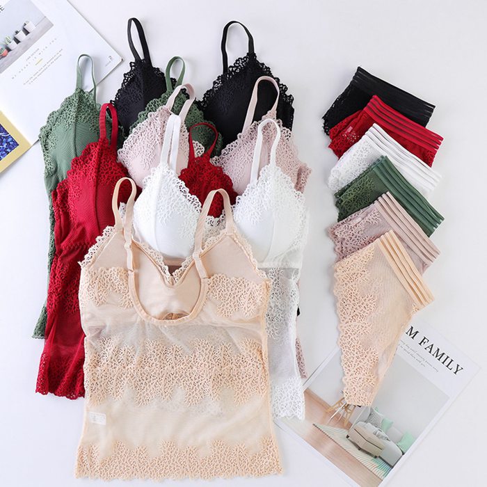 Rakuten - カップ付きキャミソール レディース キャミインナー ノンワイヤー ブラトップ レース シアー 女性 おしゃれ エレガント 下着 パッド付 取り外し可能 ルームウェア 締め付けない 楽ちん