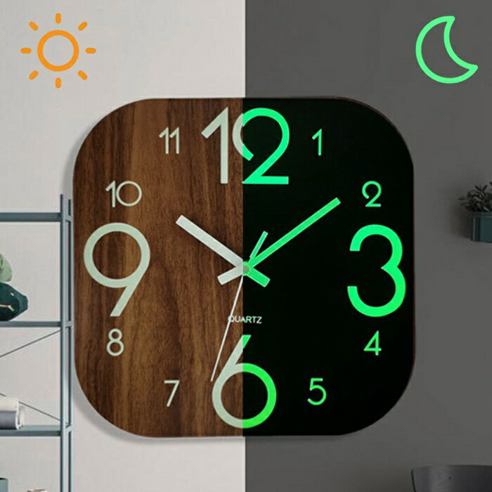 壁掛け時計 正方形 夜光時計 非電波 静音 おしゃれ 直径30cm 掛け時計 軽量 壁時計 北欧 時計 壁掛け ..