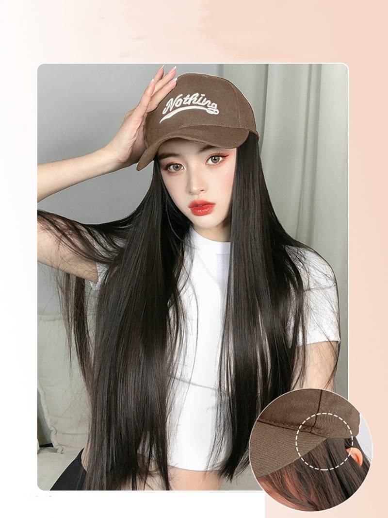 Rakuten - ウィッグ帽子 キャップ 帽子付きウィッグ 小顔効果 ウィッグキャップ 帽子 レディース 髪付き帽子 ロング ストレート 巻き髪 女性 かつら 大人 かわいい 普段使い