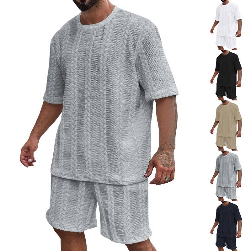 セットアップ メンズ ニット 上下セット カットソー ジャージ サマーニット tシャツ ニットパンツ 半袖Tシャツ ハーフパンツ ゴルフウェア 30代　40代　50代 父の日 プレゼント 夏 無地