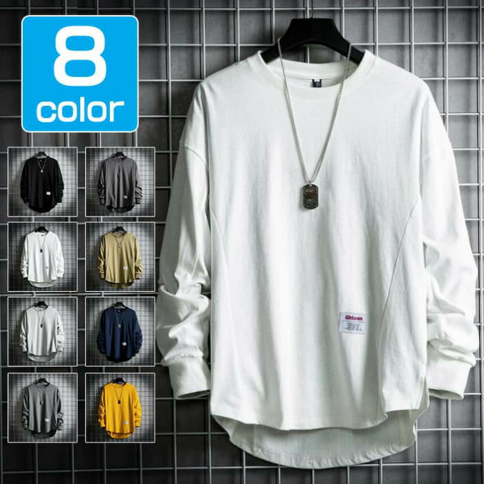 Tシャツメンズ長袖無地ロンTティー...