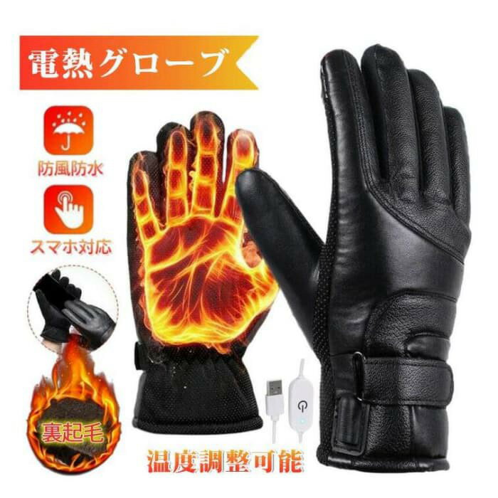 電熱グローブ 手袋 USB給電式 裏起毛 スマホ対応 ヒーターグローブ 温度調整可能 男女兼用 裏ボ ...