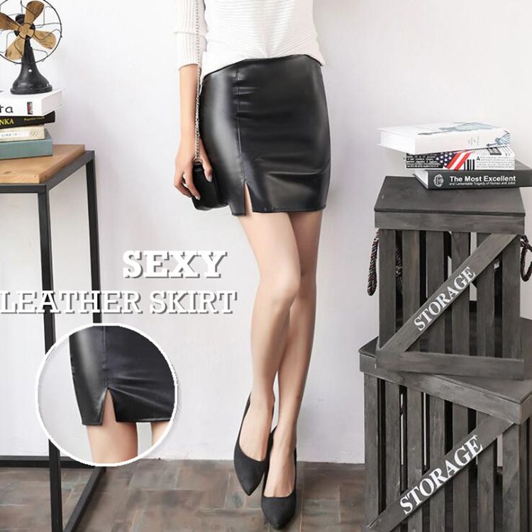 Rakuten - ミニスカート タイトスカート レザースカート スカート 黒 ミディアム丈 レディース Aライン ミニ フェイクレザー スカート レザー ボトムス 革 女性 セクシ 秋冬