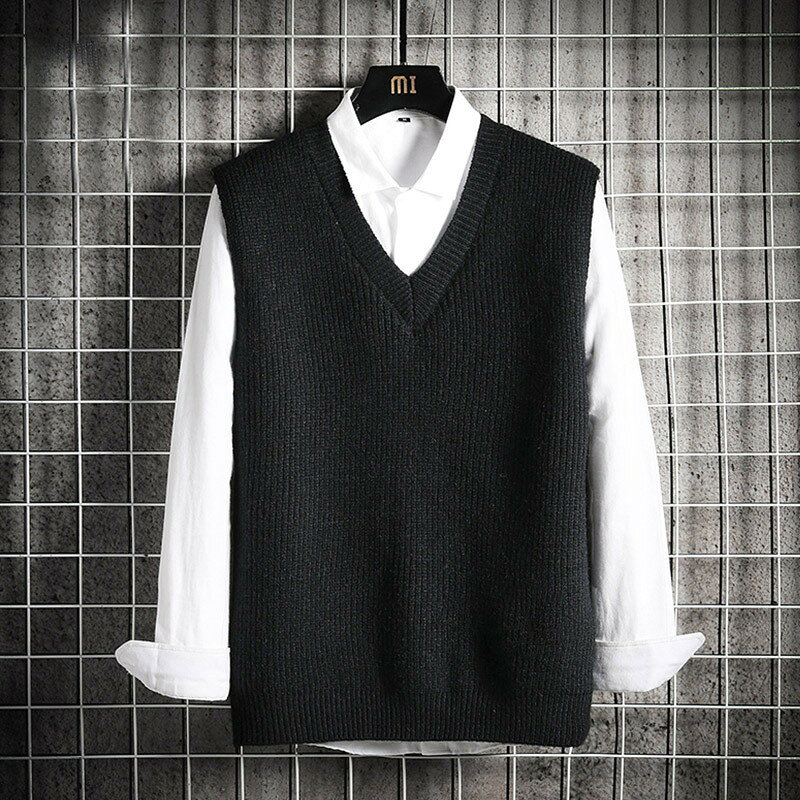 C.S.Shoppingのベスト ニット アウター メンズ スクールベスト 無地 トップス おしゃれ かっこいい カジュアル シンプル 春秋 大人 メンズファッション｜アングル2