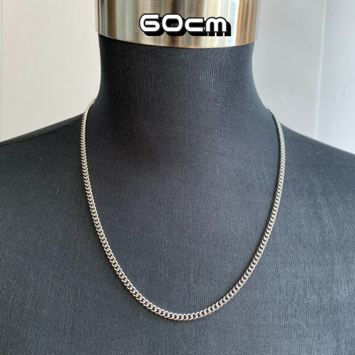 シルバー セミロング 喜平チェーンネックレス 60cm メンズ アクセサリー 太め
