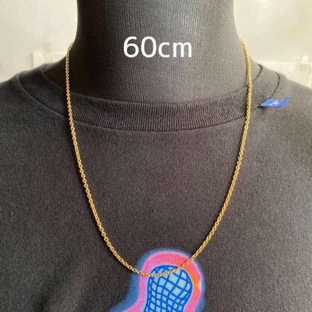 60センチ セミロング ゴールド チェーンネックレス メンズ シンプル アクセサリー 小豆チェーン ファッ..