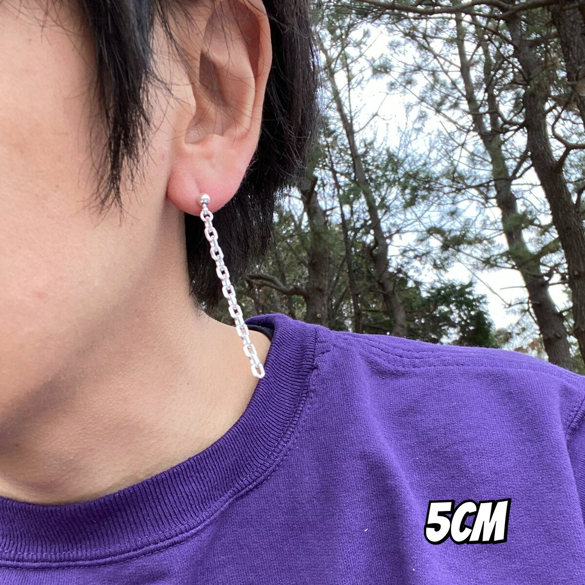 【5cm】シルバー925 チェーンピアス 細角メンズ レディース アクセサリー 韓国 K-p...
