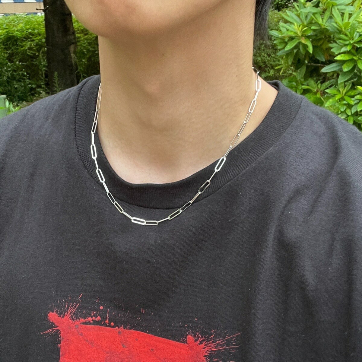 45cm シルバー ペーパークリップチェーンネックレス メンズ レディース アクセサリー 流行 トレンド カジュアル ストリートファッション HIPHOP きれ...