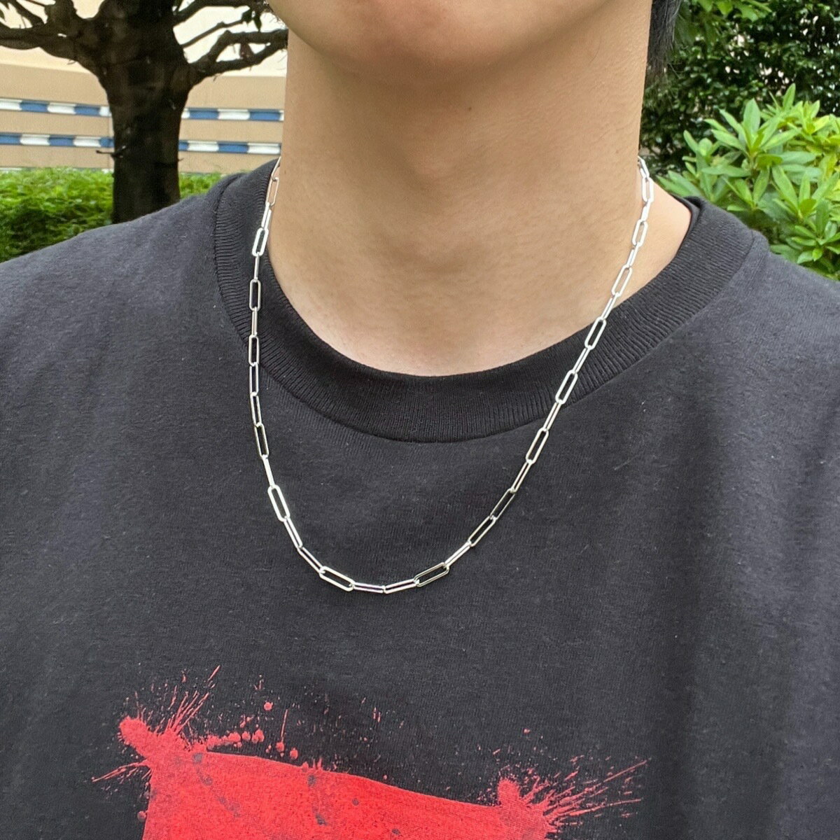 50cm シルバー ペーパークリップチェーンネックレス メンズ レディース アクセサリー 流行 トレンド カジュアル ストリートファッション HIPHOP きれ...