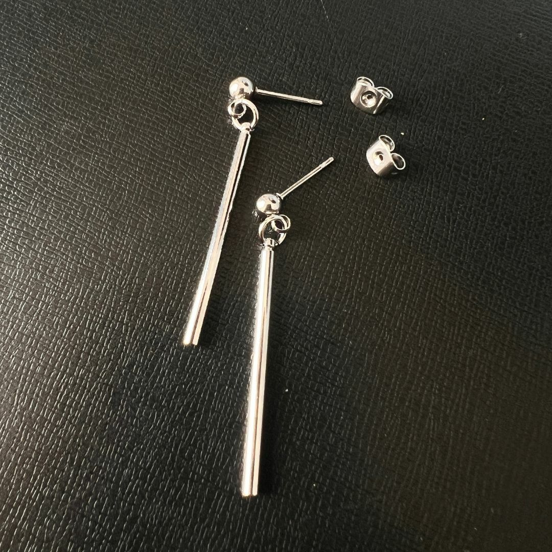 両耳ピアス ステンレス 3センチ スティックピアス シンプル アクセサリー韓国スタ...