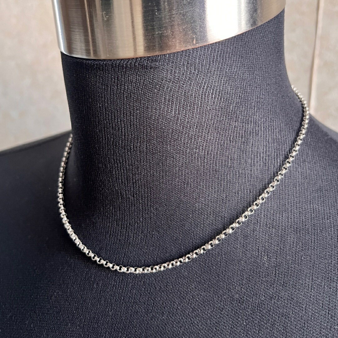 ネックレス ステンレス ロールチェーンネックレス 45cm 幅3mm鎖 シルバー アクセサリー メンズ レディース 甲丸 おしゃれ シンプル アクセサリー 錆びない つけっぱなし 短い ショート