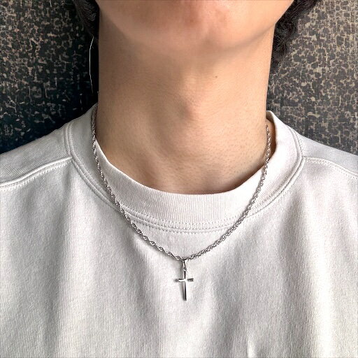 45cm シルバー ロープチェーン クロスネックレス 十字架 シンプル ジュエリー チェーンネックレス 取り外し可能 45センチ メンズ レディース ネックレス...