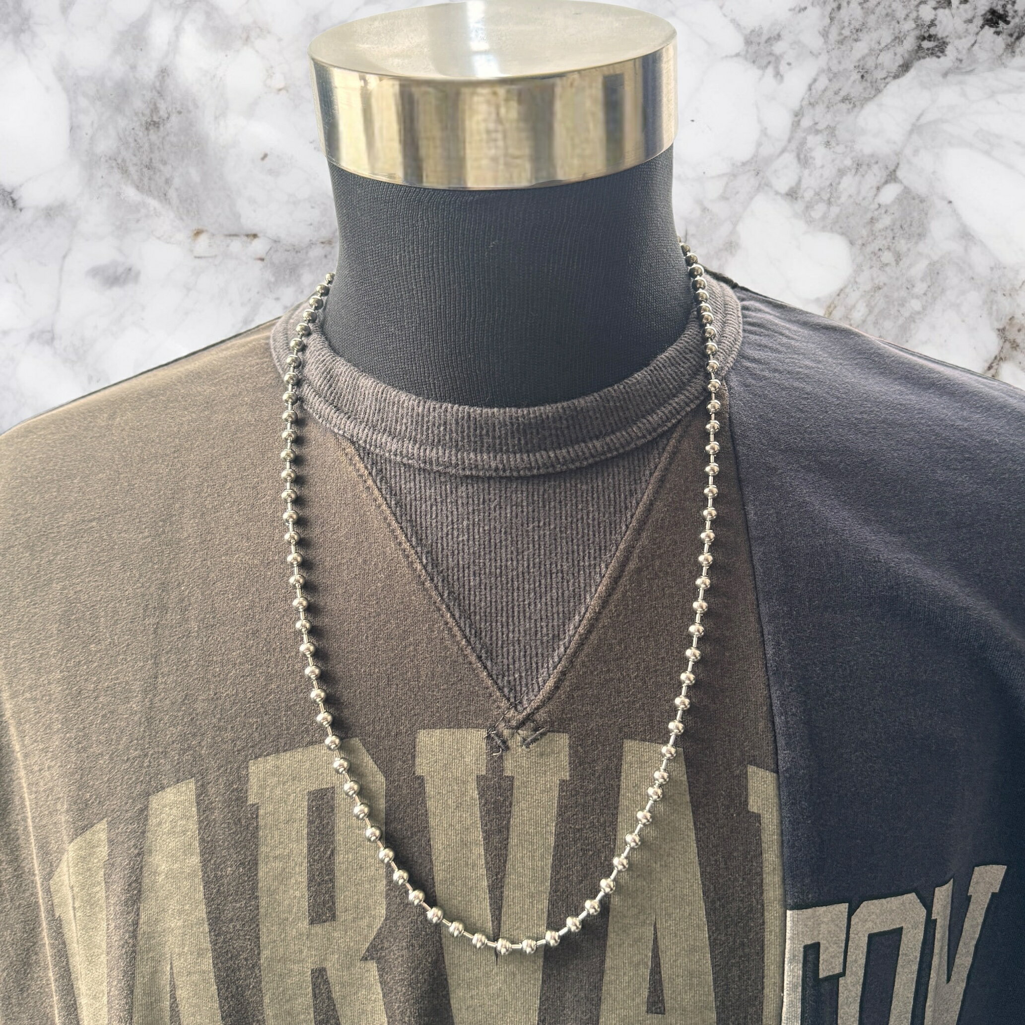 直径5mm ステンレス製 ボールチェーンネックレス 70cm 太め 太い 70センチ シンプルネックレス ロングネックレス ロングチェーン つけっぱなし 錆びな...