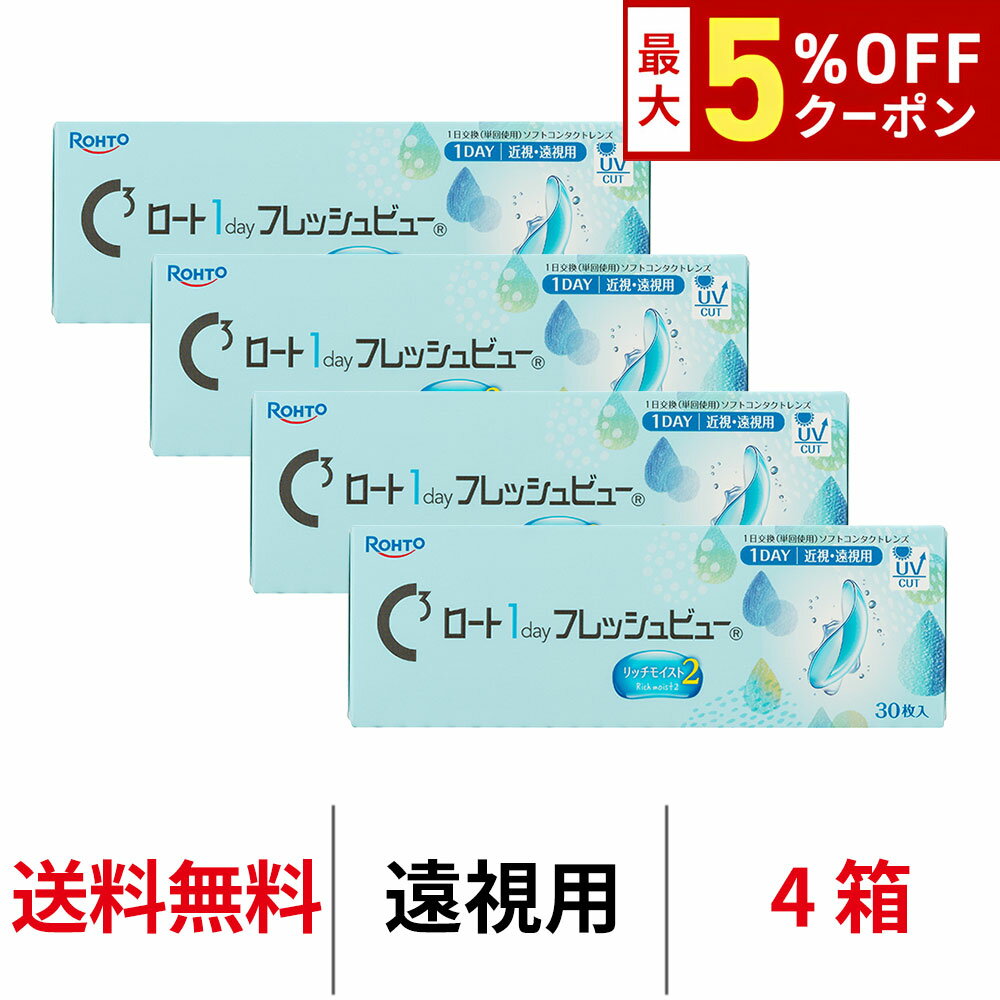Rakuten - 送料無料[4箱][遠視用]ロート ワンデーフレッシュビューリッチモイスト2 4箱セット 1箱30枚入り 1day ワンデー 1日使い捨て ROHTO コンタクトレンズ クリアレンズ BC8.6mm DIA14.2mm ロート製薬