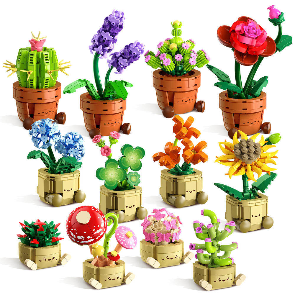 12種セット 多肉植物ブロック フラワーブロック マイクロブロック ミニブロック 1697PCS ボタニカル 組み立てキット DIY模型 インテリア雑貨 卓上インテリア 室内装飾 デスク飾り ホーム おしゃれ 趣味 ホビー コレクション 大人向け 女性 誕生日 プレゼント ギフト