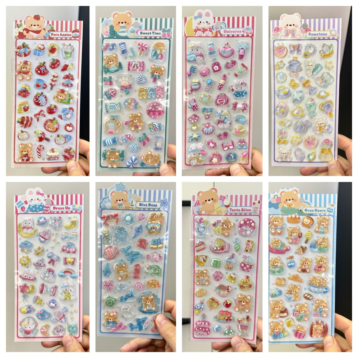 乐天商城 - ステッカー デコ スマホケース 8枚セット キラキラ かわいい 3D 泡シール ご褒美シール 立体シール デコレーション 手帳 ぷくぷくシール 水筒 ペン カップ DIY ステッカーデコ 可愛い 文房具 プレゼント DIY