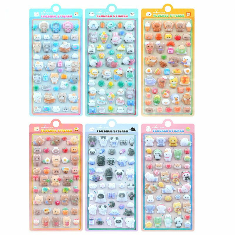 乐天商城 - ステッカー デコ スマホケース 6枚セット キラキラ かわいい 3D 泡シール ご褒美シール 立体シール デコレーション 手帳 ぷくぷくシール 水筒 ペン カップ DIY ステッカーデコ 可愛い 文房具 プレゼント DIY