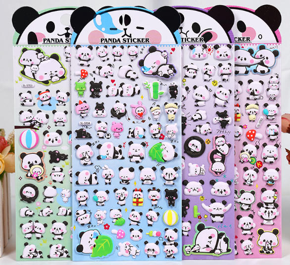 乐天商城 - パンダ ステッカー デコ スマホケース キラキラ かわいい 3D 泡シール ご褒美シール 立体シール デコレーション 手帳 ぷくぷくシール 水筒 ペン カップ DIY ステッカーデコ 可愛い 文房具 プレゼント DIY