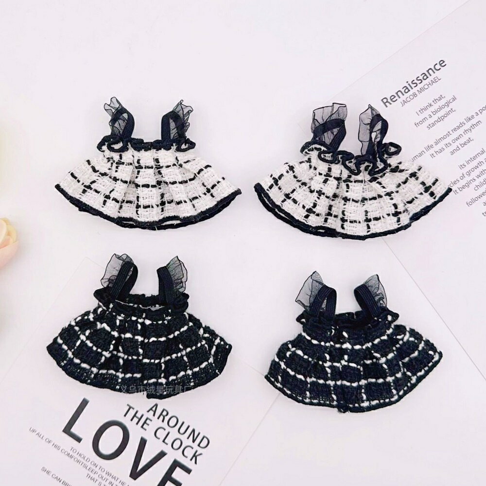 ラブブ labubu 服 ワンピース 白黒 10-15cm 適応 着せ替え 推し活 ぬい活