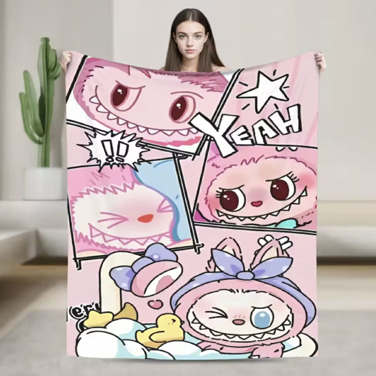 ラブブ風 ブランケット グッズ プレゼント 誕生日 子供 孫 クリスマス 男の子 女の子 冷房対策 旅行 ギフト キャンプ アウトドア 19