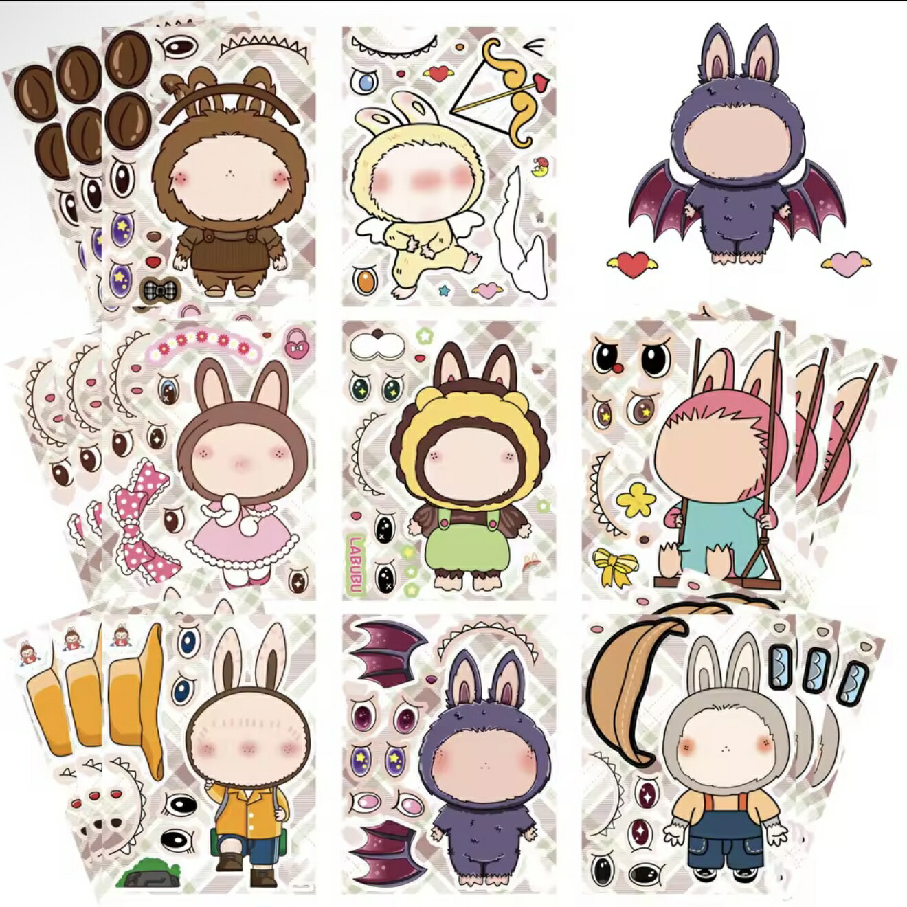 乐天商城 - 送料無料 ラブブ風 パズルシール 8枚セット