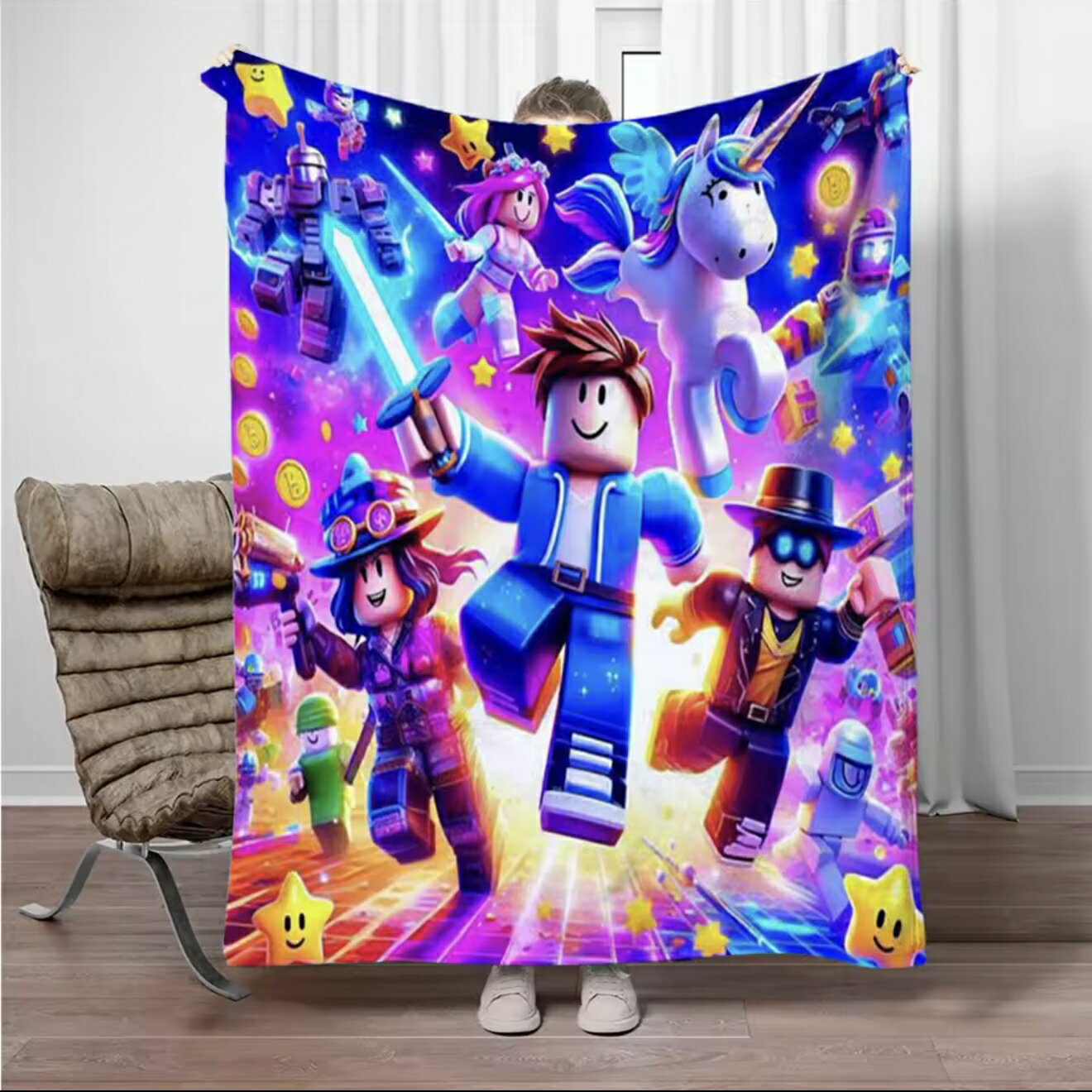 乐天商城 - ROBLOX ロブロックス ブランケット グッズ プレゼント 誕生日 子供 孫 クリスマス 男の子 女の子 冷房対策 旅行 ギフト キャンプ アウトドア