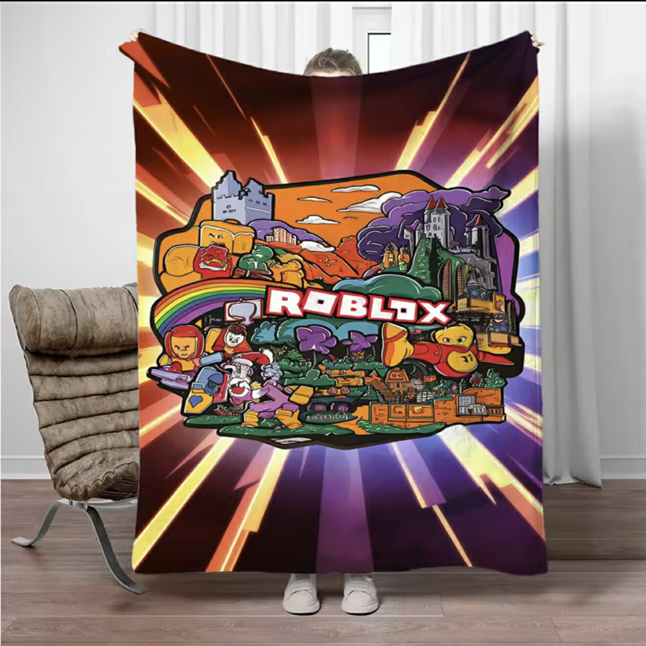 Rakuten - ROBLOX ロブロックス ブランケット グッズ プレゼント 誕生日 子供 孫 クリスマス 男の子 女の子 冷房対策 旅行 ギフト キャンプ アウトドア