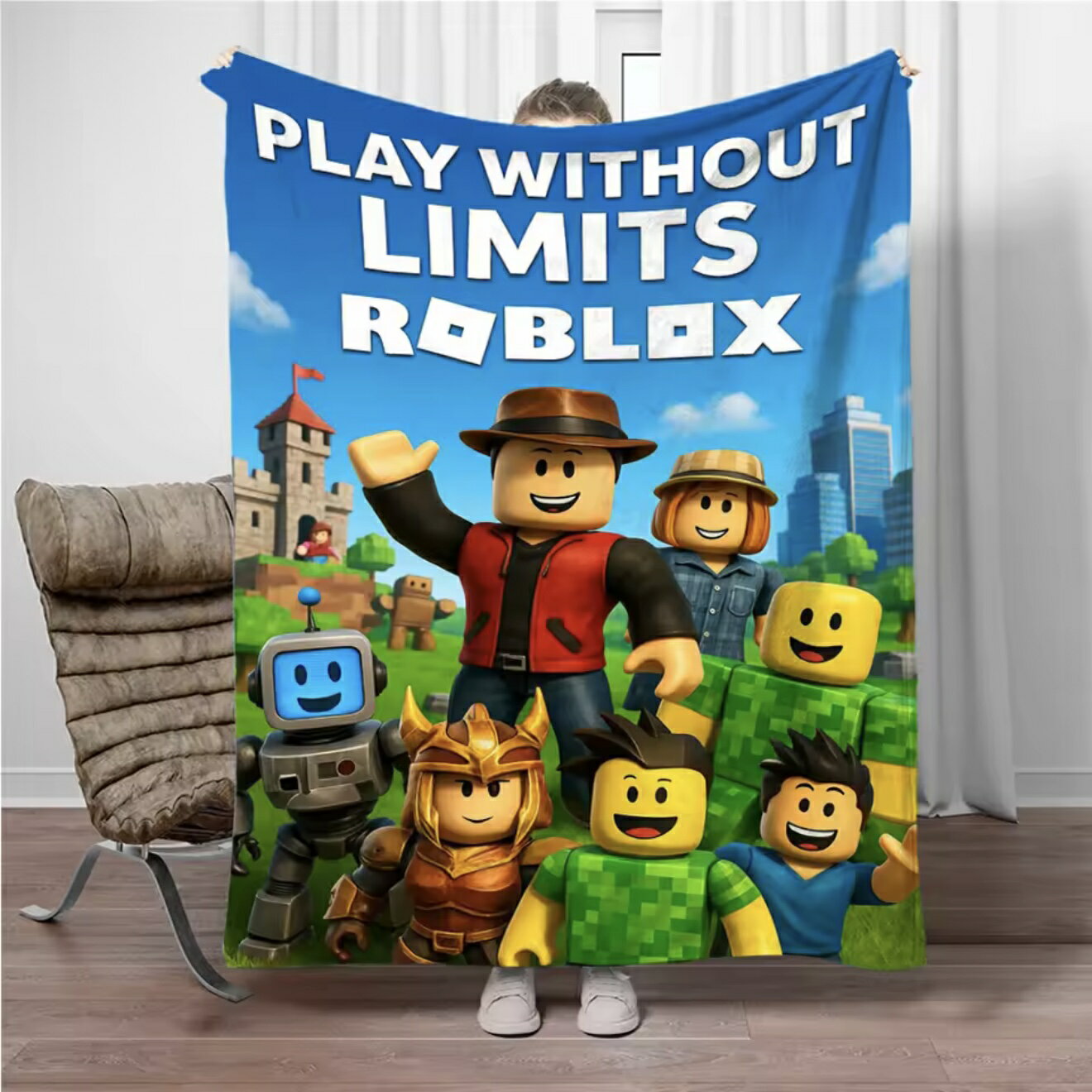 乐天商城 - ROBLOX ロブロックス ブランケット グッズ プレゼント 誕生日 子供 孫 クリスマス 男の子 女の子 冷房対策 旅行 ギフト キャンプ アウトドア