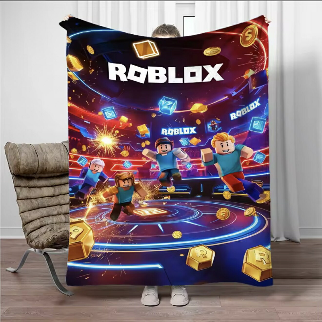 Rakuten - ROBLOX ロブロックス ブランケット グッズ プレゼント 誕生日 子供 孫 クリスマス 男の子 女の子 冷房対策 旅行 ギフト キャンプ アウトドア