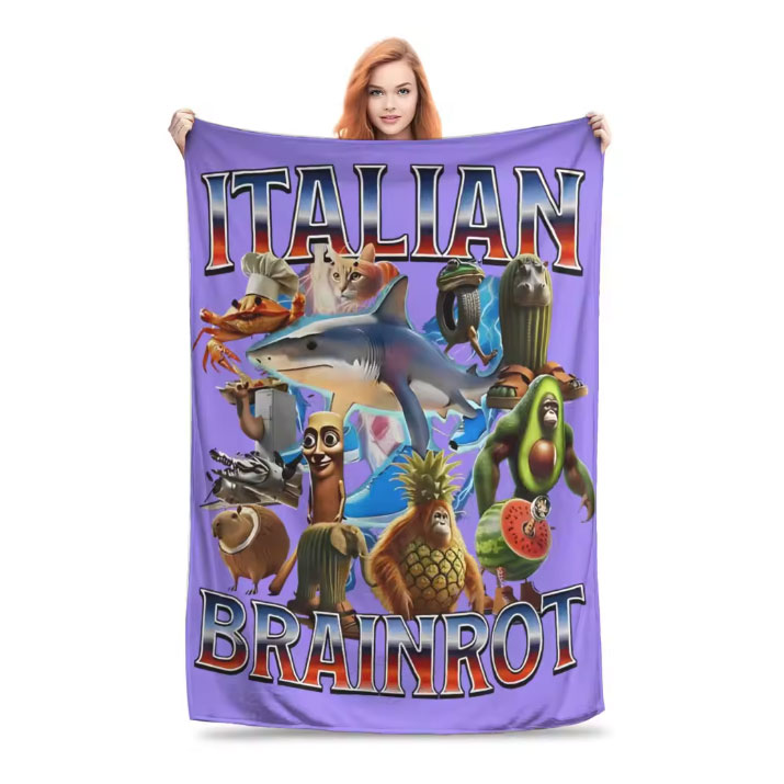 楽天CROTECWAGONイタリアンブレインロット ブランケット グッズ プレゼント 誕生日 子供 孫 クリスマス 男の子 女の子 Incredibox Sprunki 冷房対策 旅行 ギフト キャンプ アウトドア