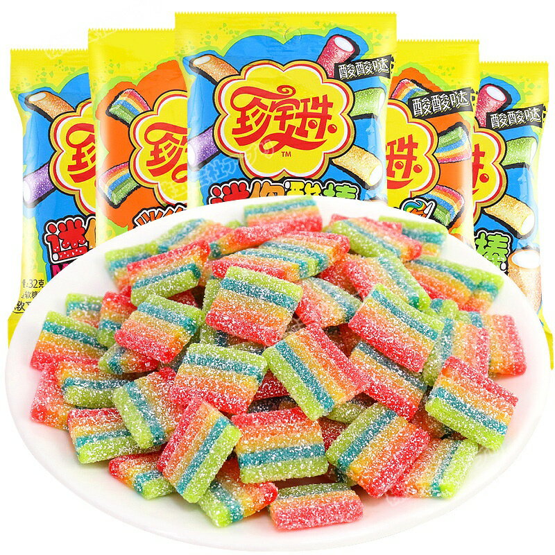 レインボーグミ 果物味 お菓子 Youtubeで話題 ソフトキャンディ 咀嚼音 大人気 SNSで話題 甘酸っぱい 32gx2袋セット 韓国グミ tiktok
