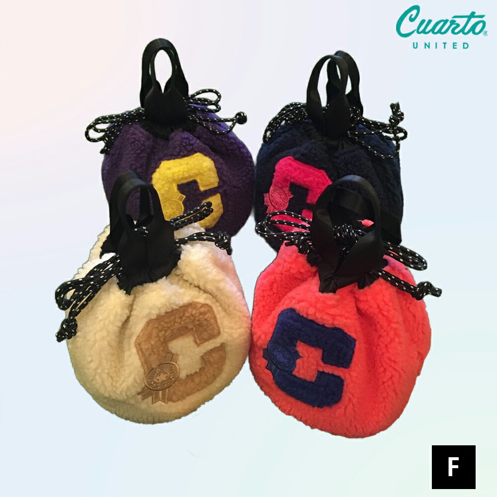 巾着バッグ ボア アメカジ風 ワッペンロゴ クアルトユナイテッド バッグ ゴルフグッズ 19FW