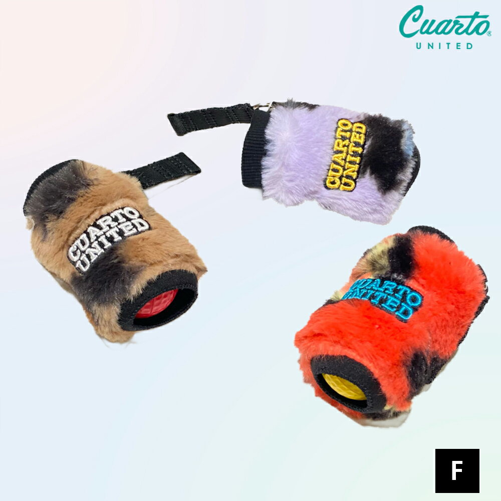 ボールケース ボールホルダー 2個用 アニマル柄ファー ワッペンロゴ クアルトユナイテッド ゴルフグッ..