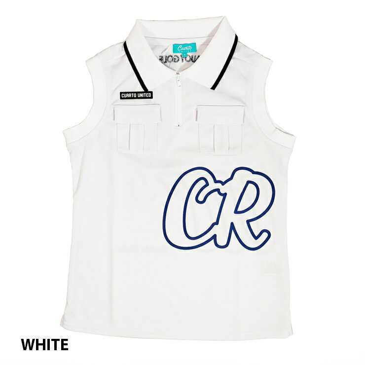 ポロシャツ ノースリーブ ハーフジップ 鹿の子 ポケット ビッグロゴ レディース クアルトユナイテッド ゴルフウェア アウトレット 21HS