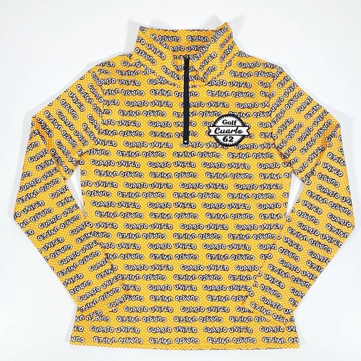 ハイネック ハーフジップシャツ 長袖 総柄 ポップロゴ ワッペンロゴ レディース クアルトユナイテッド ゴルフウェア アウトレット 20FW