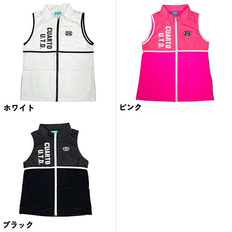 メッシュ切替ジップアップベスト プリントロゴ レディース クアルトユナイテッド ゴルフウェア アウトレット 21SS