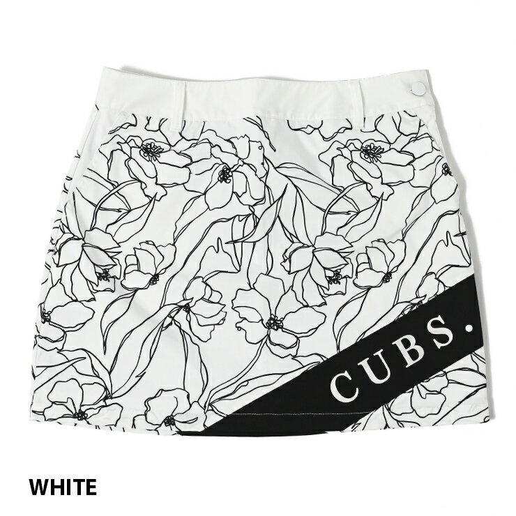 スカート 台形 ライン切替 モノトーン花柄 CUBSロゴ レディース クアルトユナイテッド ゴルフウェア 23BASIC