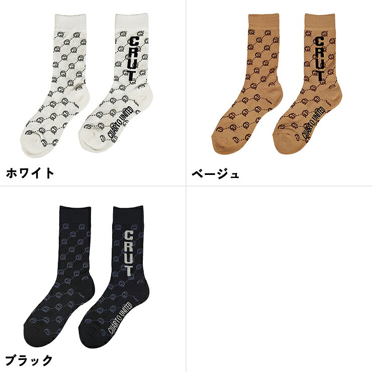 モノグラム総柄クルーソックス CRUTロゴ レディース クアルトユナイテッド ゴルフウェア 22SS