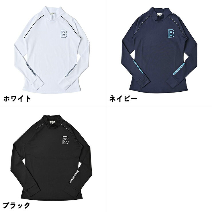 モックネックシャツ 長袖 ラグランスリーブ パイピング アームロゴライン レディース クアルトユナイテッド ゴルフウェア ロンT アウトレット 22BASIC
